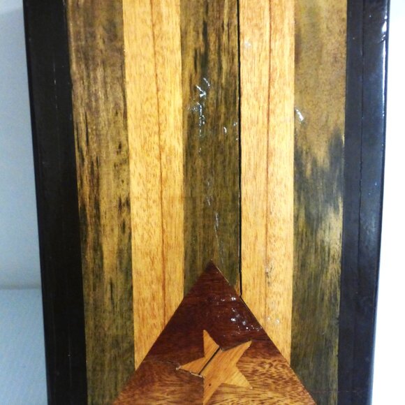 CNSstcs Antique Wood CIGAR BOX Inlayed Wood Cigar Holder Flip Top STAR Handmade - Picture 5 of 9